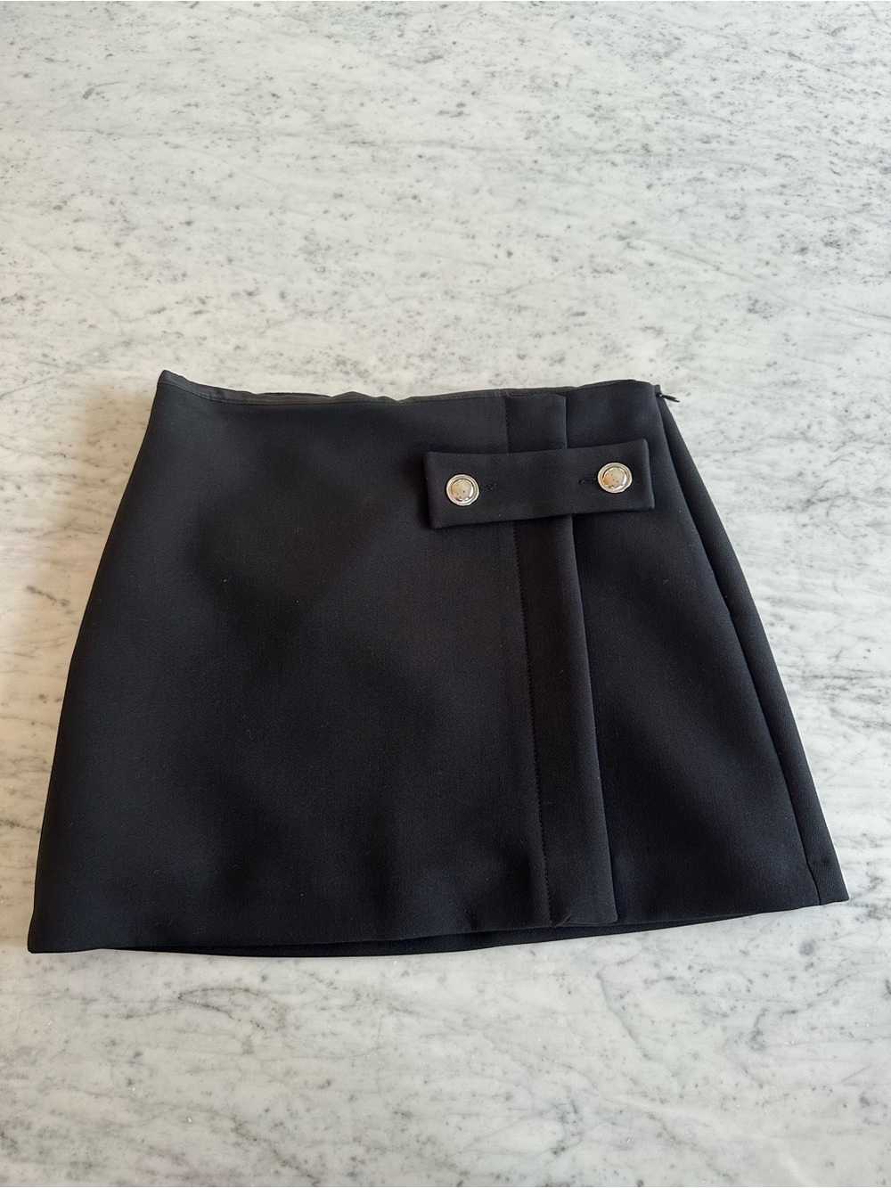 Mango Black Mini Skirt with silver buttons